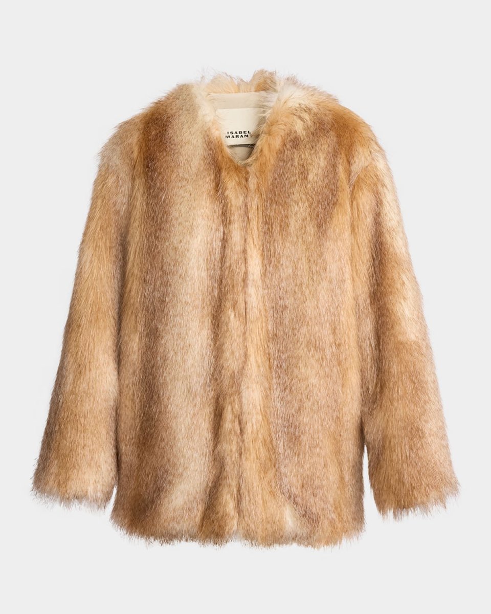 Aglae Faux Fur Collarless Coat